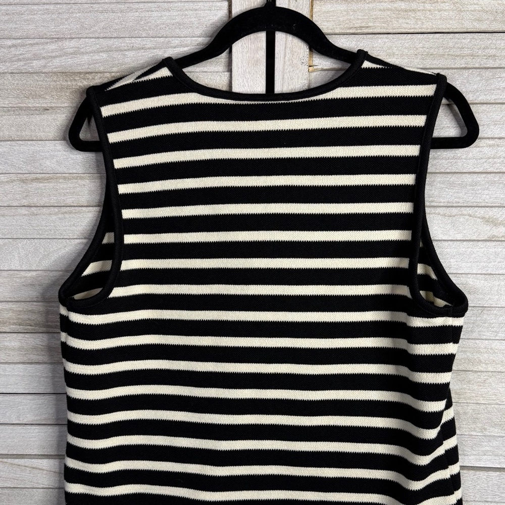 Bailey 44 Black and Cream Striped V-Neck Sweater Vest NWT Classic Effortless - Picture 6 of 8